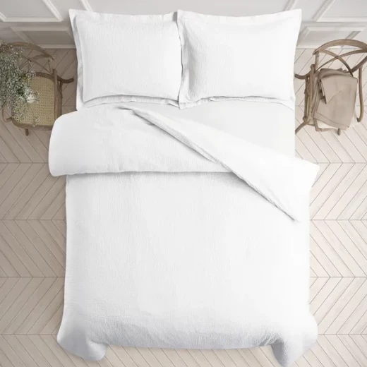 نوفا هوم Cottontex طقم وجه لحاف - قطن 100% ، 200 خيط لكل انش مربع - مجوز & مجوز كبير - 3 قطع - أبيض - نوفا هوم - Image 7
