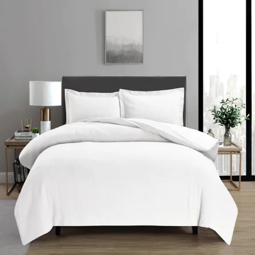 نوفا هوم "Cottontex" طقم وجه لحاف - قطن 100% ، 200 خيط لكل انش مربع - كوين -3 قطع - أبيض - نوفا هوم - Image 10