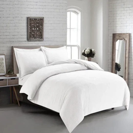Nova Cottontex Textured Duvet Cover Set - 100% Cotton, 200 Thread  - 2 Pcs - Single & Twin - White - Nova Home - Image 9