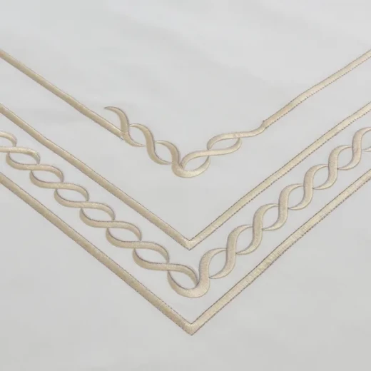 نوفا هوم Chain طقم وجه لحاف - قطن 100% ، 200 خيط لكل انش مربع - مجوز & مجوز كبير - 6 قطع - أبيض و ذهبي - نوفا هوم - Image 7