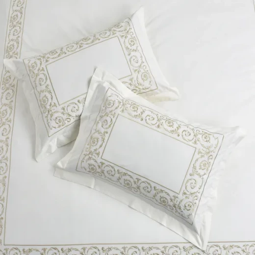نوفا هوم Paisley طقم وجه لحاف - قطن 100% ، 200 خيط لكل انش مربع - مجوز & مجوز كبير - 6 قطع - أبيض و ذهبي - نوفا هوم - Image 8
