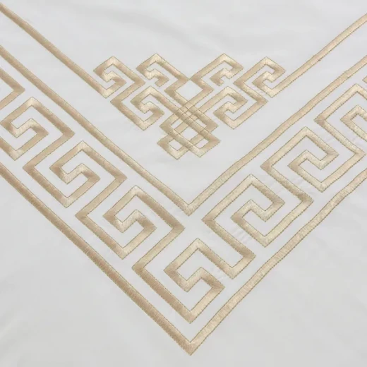 نوفا هوم Versace طقم وجه لحاف - قطن 100% ، 200 خيط لكل انش مربع - مجوز & مجوز كبير - 6 قطع - أبيض و ذهبي - نوفا هوم - Image 7