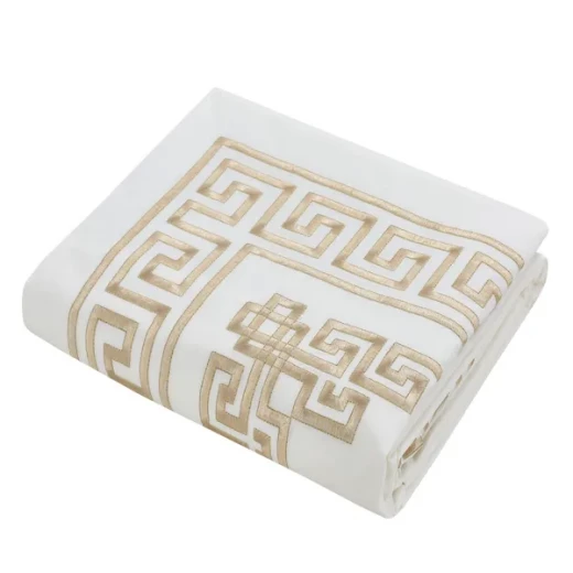 نوفا هوم Versace طقم وجه لحاف - قطن 100% ، 200 خيط لكل انش مربع - مجوز & مجوز كبير - 6 قطع - أبيض و ذهبي - نوفا هوم - Image 10