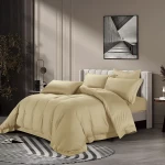 نوفا هوم Lyocell طقم وجه لحاف - قطن 100% ، 200 خيط لكل انش مربع - مجوز & مجوز كبير - 6 قطع - ذهبي - نوفا هوم