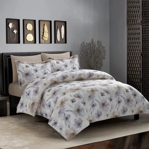 نوفا هوم Chintz طقم لحاف مايكروفايبر بنمط مطبوع - 6 قطع - مجوز & مجوز كبير - بيج - نوفا هوم - Image 3