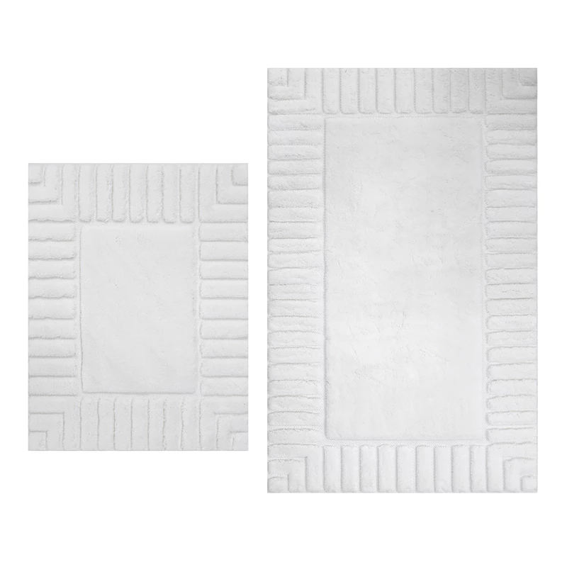 Nova Home Lasan Cotton Bath Rug Set - 2Pcs - Ecru - Nova Home