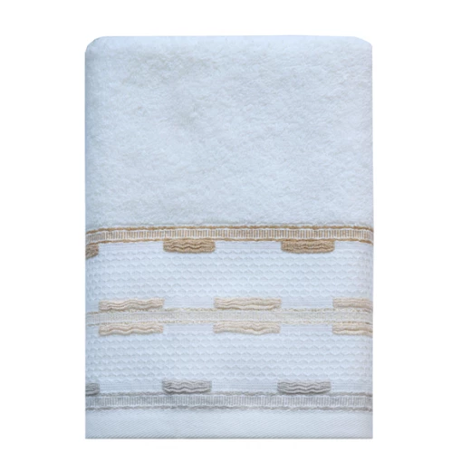 Nova Home Luster Jacquard Embroidered Towel with Silver Details - 100% Cotton - 90x150 Cm - Cream - Nova Home - Image 4