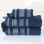 نوفا هوم Echo بشكير (منشفة) - 100% قطن جاكار - 50x90 سم - كحلي - نوفا هوم