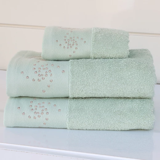 Nova Home Handan Embroidered Towel - 100% Cotton - 30x50 Cm - Light Green Nova Home Handan Embroidered Towel - 100% Cotton - 30x50 Cm - Light Green