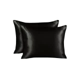Nova Home Yildiz Satin Pillow Case Set - 2Pcs - Black - Nova Home