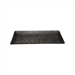 Weva Small Grey Rect Plate Ribbed Hammered Washed Tray "Trend Zenith"