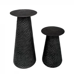 Weva Small Grey Ribbed Hammered Candle Holder "Trend Prism"