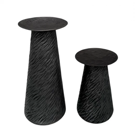 Weva Small Grey Ribbed Hammered Candle Holder "Trend Prism" - Weva - Image 2