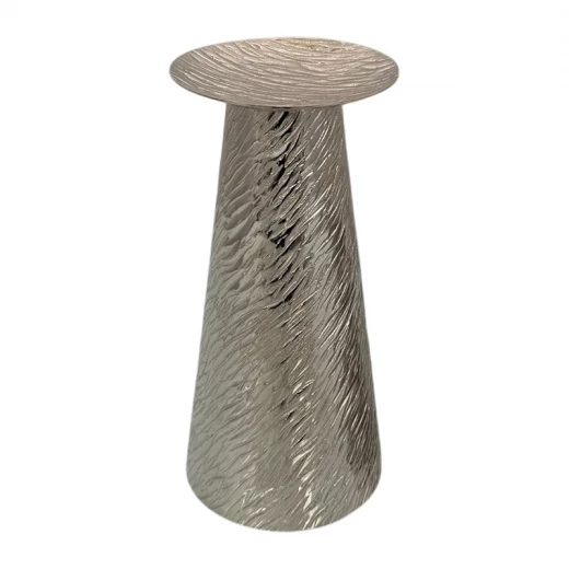 Weva Large Nickel Ribbed Hammered Candle Holder "Trend  Prism" - Weva - Image 2