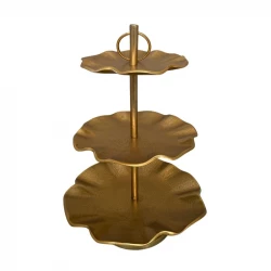 Weva Round Gold 3 Tier Rough Cake Stand "Sleek Lux"