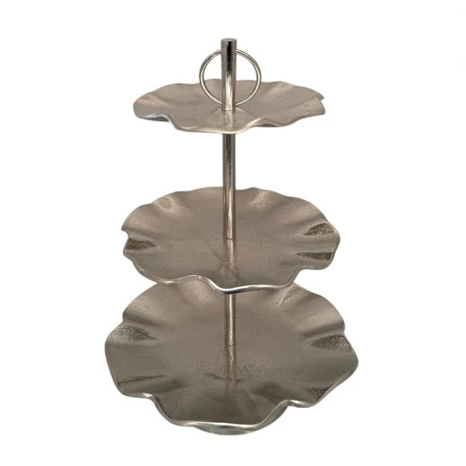 Weva Round Nickel 3 Tier Rough Cake Stand "Sleek Lux"