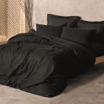 نوفا هوم Plaid طقم وجه لحاف بتصميم المربعات - 100% قطن - مجوز/مجوز كبير - 4 قطع - أسود - نوفا هوم