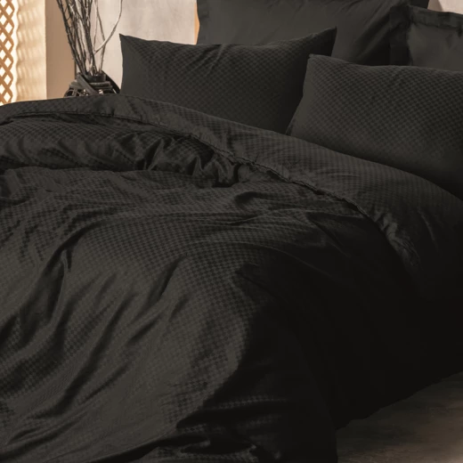 نوفا هوم Plaid طقم وجه لحاف بتصميم المربعات - 100% قطن - مفرد & مفرد كبير - 3 قطع - أسود - نوفا هوم - Image 2