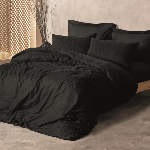 نوفا هوم Plaid طقم وجه لحاف بتصميم المربعات - 100% قطن - مفرد & مفرد كبير - 3 قطع - أسود - نوفا هوم - Image 3