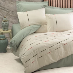 Nova Home Ivory Printed Duvet Cover Set - 100% Cotton - King & Super King - 4 Pcs - Mint