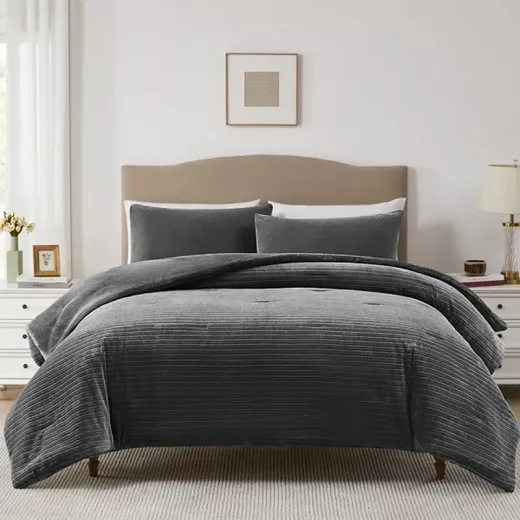 Nova Home Cozy Warm Velvet Blush Flannel Comforter -King/Super King- Grey - Nova Home - Image 6