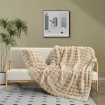طقم غطاء ووسادة فرو ثقيل - بيج - 2 قطعة من نوفا هوم - نوفا هوم