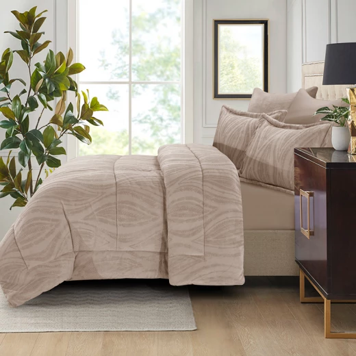 طقم لحاف من الفلانيل الجاكار الشتوي من Nova Home Rhodes - مقاس كينج/سوبر كينج - 6 قطع - لون بني - نوفا هوم - Image 19