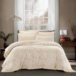Nova Home Zante Winter Jacquard Flannel Comforter Set - 6 Pcs - King/Super King - Beige - Nova Home