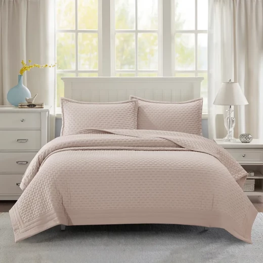Nova Home Sonic Pre Washed Summer Bed Spread Set - King & Super King - 4 Pcs - Taupe