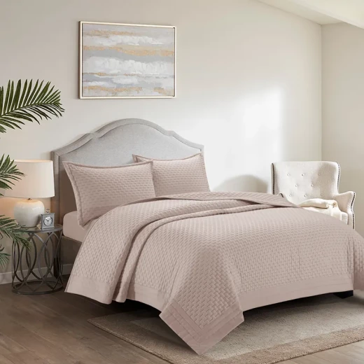 Nova Home Sonic Pre Washed Summer Bed Spread Set - King & Super King - 4 Pcs - Taupe - Nova Home - Image 10