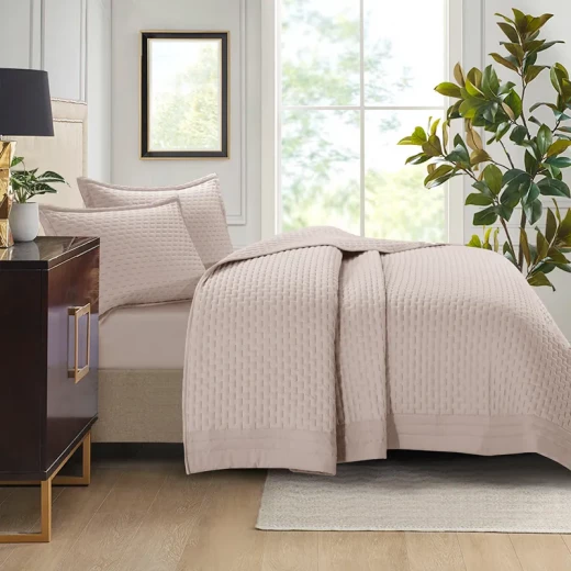 Nova Home Sonic Pre Washed Summer Bed Spread Set - King & Super King - 4 Pcs - Taupe - Nova Home - Image 9