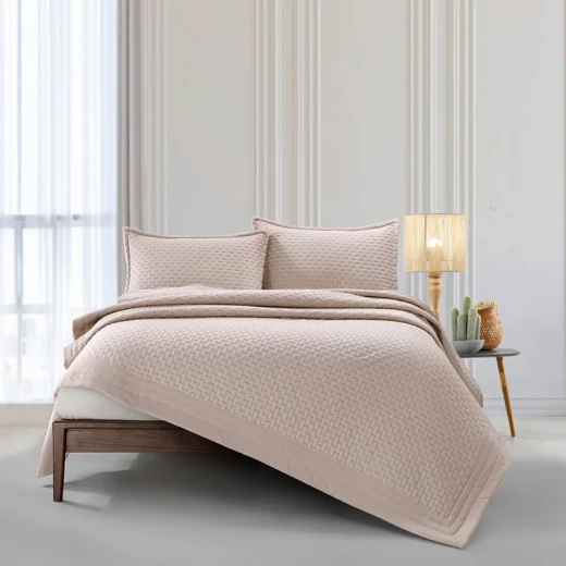 Nova Home Sonic Pre Washed Summer Bed Spread Set - King & Super King - 4 Pcs - Taupe - Nova Home - Image 8