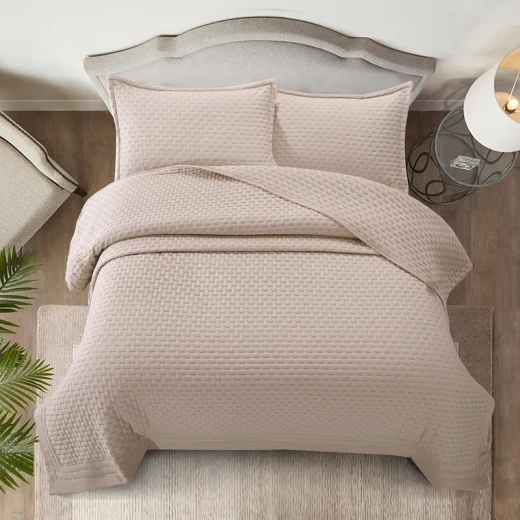 Nova Home Sonic Pre Washed Summer Bed Spread Set - King & Super King - 4 Pcs - Taupe - Nova Home - Image 3