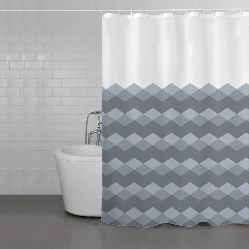 ويفا ستارة حمام "Gradual Rhombus" مضادة للماء - 180x200 سم - رمادي - ويفا