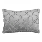 Nova Home Circuit Handmade Embroidered Velvet Cushion Cover with Bead – Silver – 35x50 cm - Nova Home