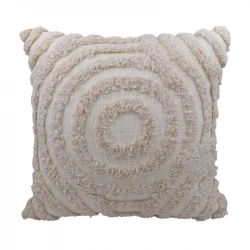 Nova Home Whorl Embroidered Tufted Cushion Cover – 45x45 cm – Ivory
