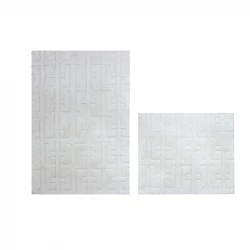 Nova Home Framework Cotton Bath Rug Set - 2Pcs - Ecru