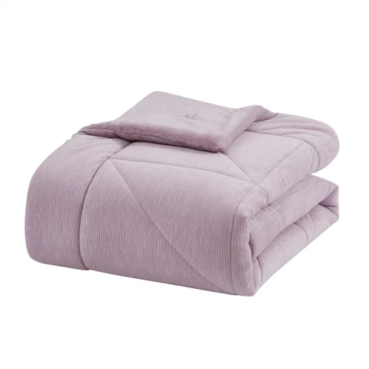 نوفا هوم Snug طقم لحاف شتوي مخملي بخلفية فرو طويل - مجوز/مجوز كبير - ليلك - نوفا هوم - Image 2