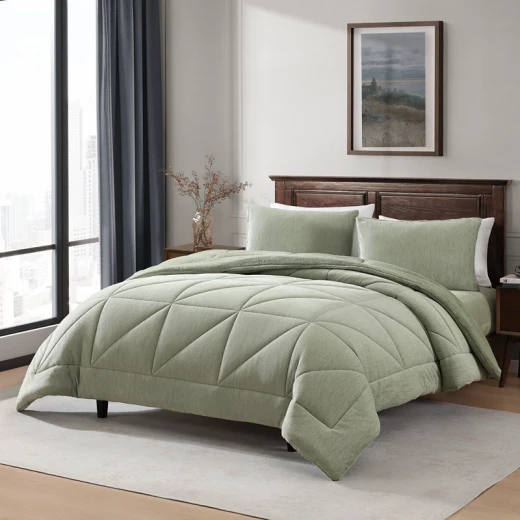 نوفا هوم Snug طقم لحاف شتوي مخملي بخلفية فرو طويل - مجوز/مجوز كبير - أخضر - نوفا هوم - Image 4