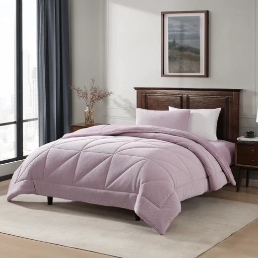 نوفا هوم Snug طقم لحاف شتوي مخملي بخلفية فرو طويل - مفرد/مفرد كبير - ليلك - نوفا هوم - Image 4