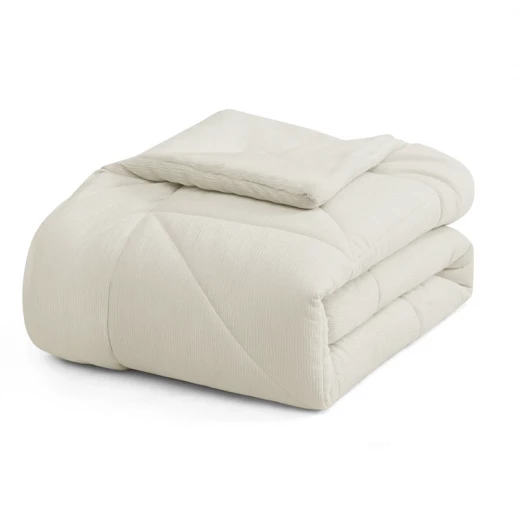 نوفا هوم Snug طقم لحاف شتوي مخملي بخلفية فرو طويل - مفرد/مفرد كبير - أبيض - نوفا هوم - Image 3