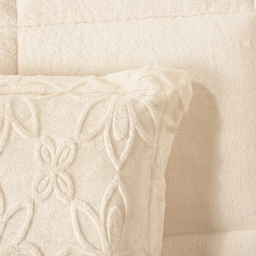 Nova Home Floriva Winter Jacquard Flannel Floral Comforter Set - Single/Twin - Off White - Nova Home - Image 4
