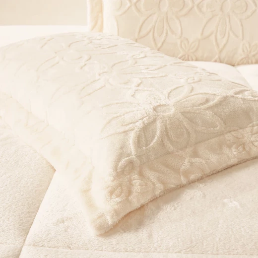 Nova Home Floriva Winter Jacquard Flannel Floral Comforter Set - Single/Twin - Off White - Nova Home - Image 6