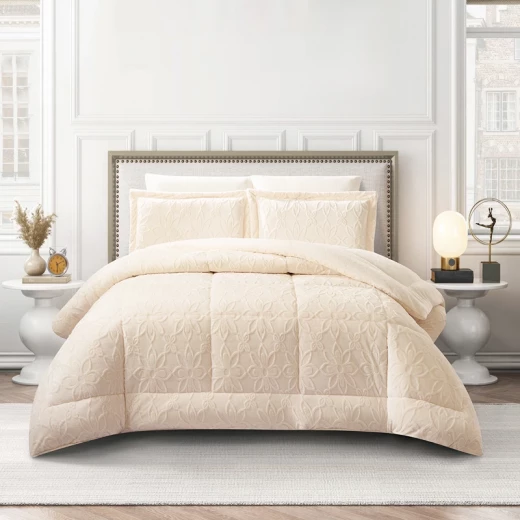 Nova Home Floriva Winter Jacquard Flannel Floral Comforter Set - Single/Twin - Off White - Nova Home - Image 11