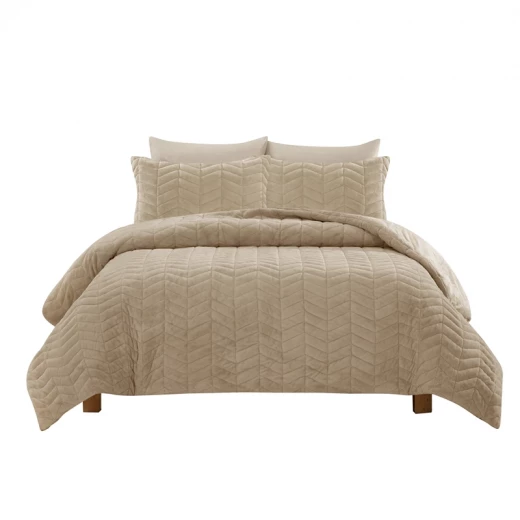 Nova Home Cocora Winter Embroidered UltraSoft CocoFlannel Comforter Set - King/Super King - Beige - Nova Home - Image 10