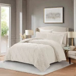 Nova Home Albina Winter 3D Jacquard Rabbit Fur Comforter Set - King/Super King - White - Nova Home