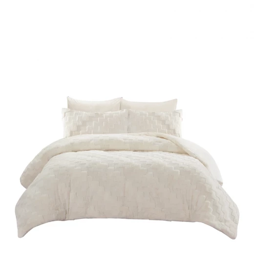 Nova Home Albina Winter 3D Jacquard Rabbit Fur Comforter Set - King/Super King - White - Nova Home - Image 6
