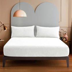 نوفا هوم WarmFit طقم شرشف مطاط شتوي دافئ مايكروفليس - مجوز & مجوز كبير - 3 قطع - أبيض