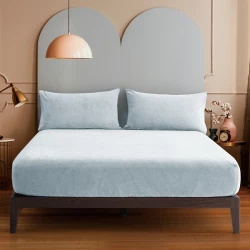 نوفا هوم WarmFit طقم شرشف مطاط شتوي دافئ مايكروفليس - كوين & مفرد ونص - 3 قطع - فضي