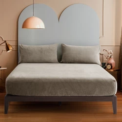 نوفا هوم WarmFit طقم شرشف مطاط شتوي دافئ مايكروفليس - كوين & مفرد ونص - 3 قطع - بيج داكن
